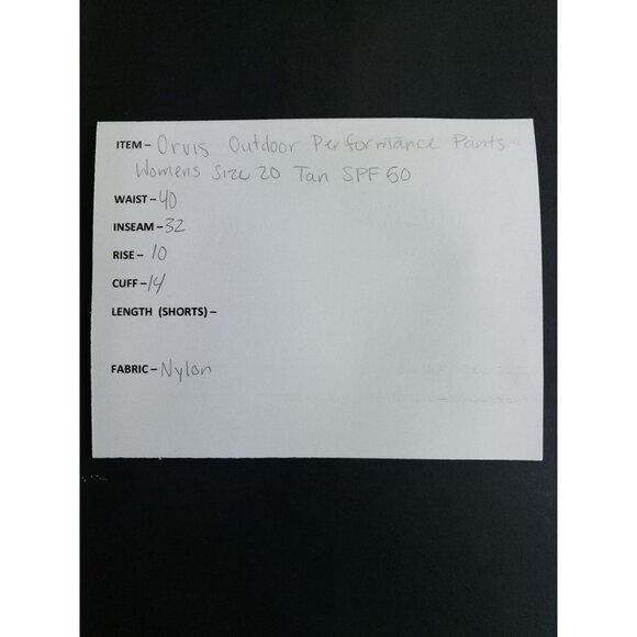 Orvis Outdoor Performance Pants Women's Size 20 Tan SPF 50 - Picture 8 of 9